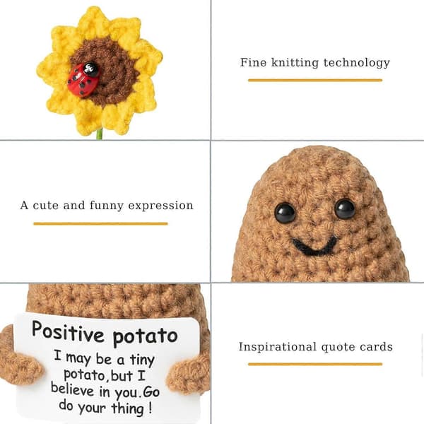 Fickkram Positiv Potatis Stickad Potatis Set Kreativ Stickad Ull Potatis Solrosdocka Fickkram