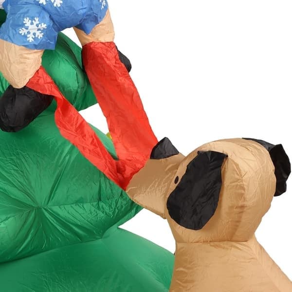 Gammel mann hund juletre med LED-lys, voksende, oppblåsbart utendørs juletre, amerikansk plugg 100-240V