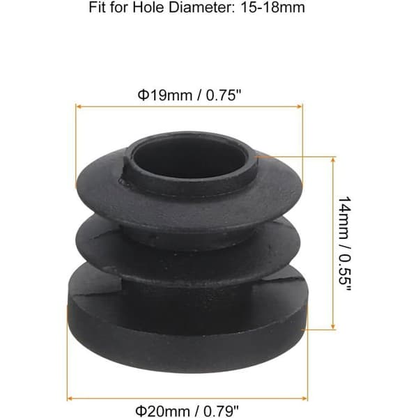 Benhætter - 56 Stykker - Sort PE Plast - 20mm Anti-Skrid Beskyttelse - Til Stole