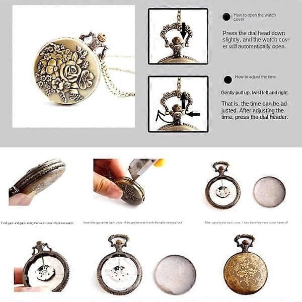 Steampunk-tyylinen vintage-kvartsitasku-kello ketjulla 5