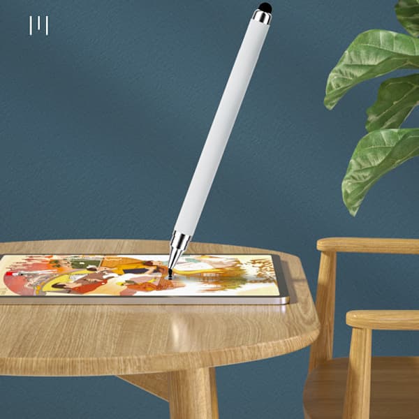 2-i-1 Stylus Pen til Touchskærme (Dobbelt Gummispids) White