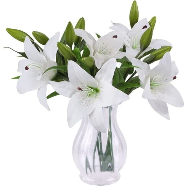 Kunstige blomster, 5 stk. latex kunstige liljer