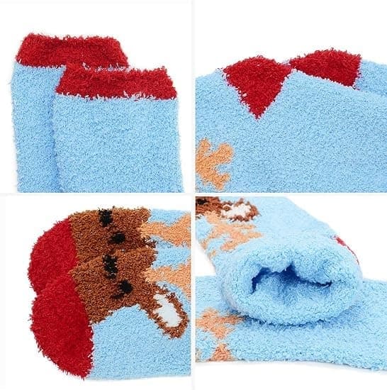Century Star Anti-Slip Patch Bløde Hjemmesko Greb Bløde Sokker Kvinder Yoga Pilates Bløde Varme Hyggelige Sokker Til Jul, 5 Par Julemand