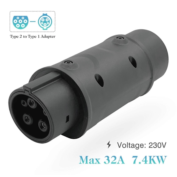 Adapter IEC 62196 2 till J1772 Typ 1 Elektrisk Laddning Fordonsladdare En Sidokontakt Laddning S