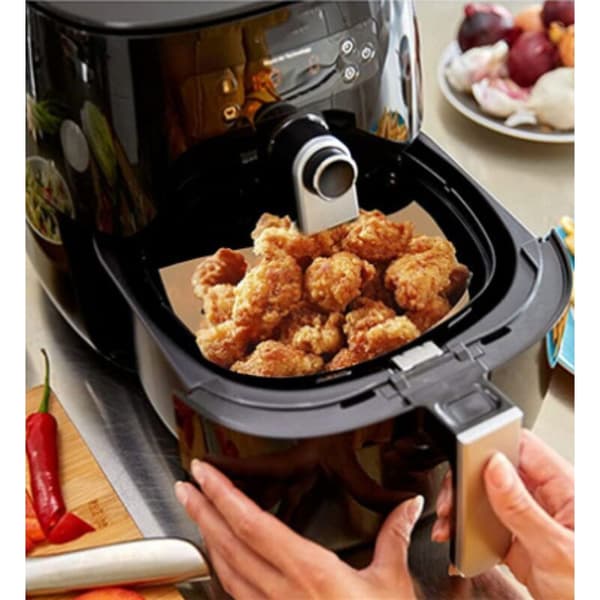 100 Airfryer Bagepapir, Perforeret Airfryer Bagepapir, Engangs Non-Stick Oliefri Bagepapir Tilbehør til Airfryer