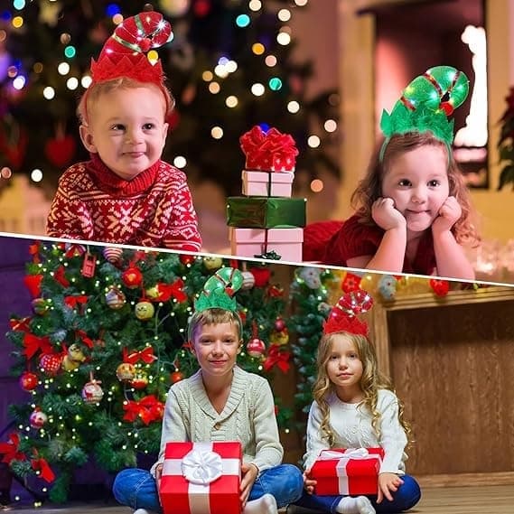 Stykker julepandebånd, glødende kostumehovedbeklædning, 3D-design hårbånd til julefest