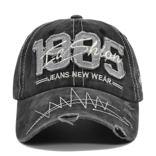 1985 broderad baseballkeps med trasig patch, broderad baseballkeps med bokstav, retrokeps