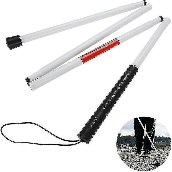 Foldbar stok til blinde, 124 cm 4-sektioner