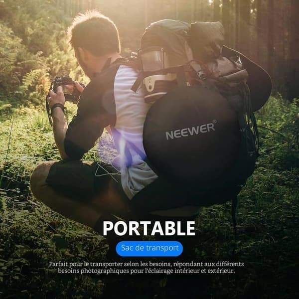 5-i-1 Fotoreflektor - 1 Enhet - Stål och Tyg - Vikbar och Multifunktionell - Studio- och Utomhusbruk - 110cm Svart
