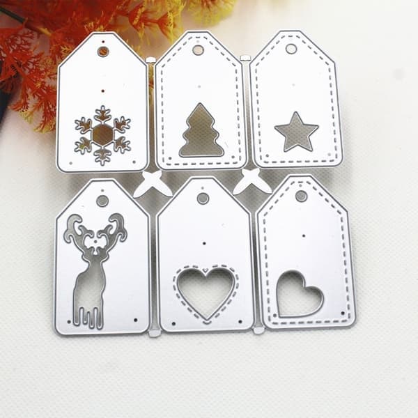 Julklappsetikett Metallskärningsformar Scrapbooking Stencil Stansar Kort Prägling