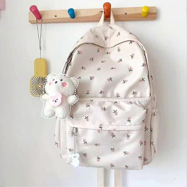 Mode Backpack med Blommigt Tryck, Vattentät, Allround, Dragkedja, Ryggsäck för Studenter, Flickor