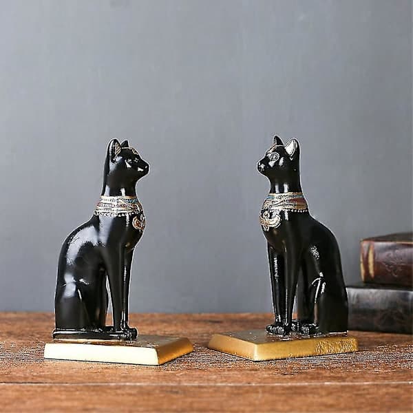 2 st Retro Resin Egyptisk Katt Bokstöd Studio Rumsinredning