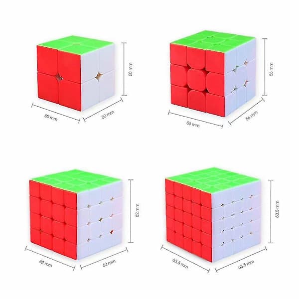 4 stk. Magiske Kuber Speed Cubes 2x2 3x3 4x4 5x5 Puslespill Leker Gave til Barn
