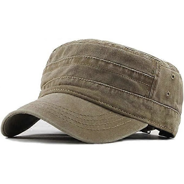 Unisex Vintage Militär Armé Keps Platt Justerbar Basebollkeps Grå Khaki