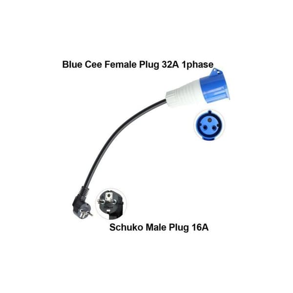 CEE-adapter, Schuko-plugg til CEE-kontakt, 230V 32A, for camping og bobiler