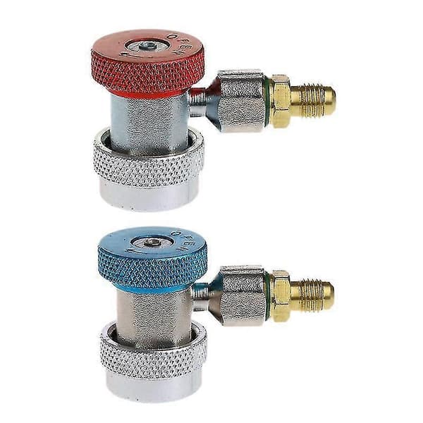 2st Bil Freon R134a Snabbkoppling Adaptrar Luftkonditionering Köldmedium Justerbar A/c Grenrör Ga