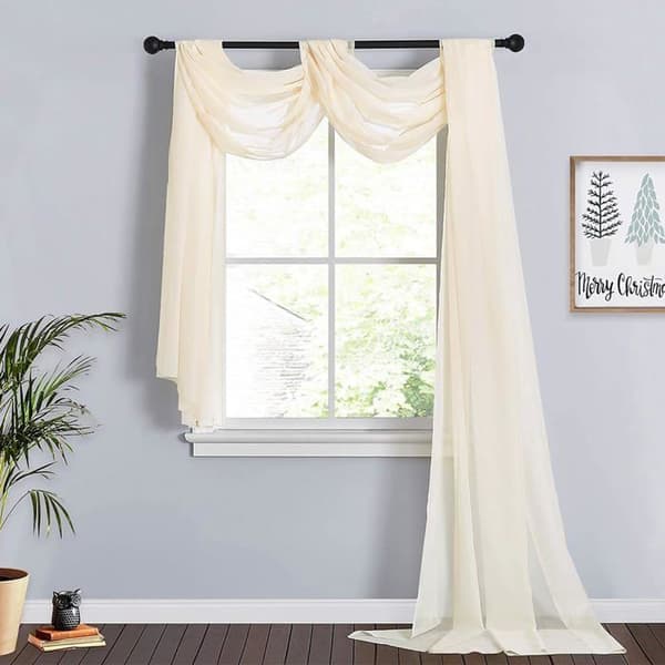 Chiffonggardin - 1 del - Beige polyester - Elegant drapering - Bröllops-/festbåge - 75x600 cm