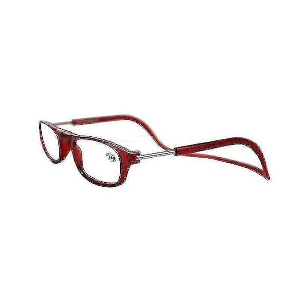 1.0~ 4.0 Hengende Magnetiske Lesebriller Front Snap Click Connect Nakke-Yvan Red 2.00 strength