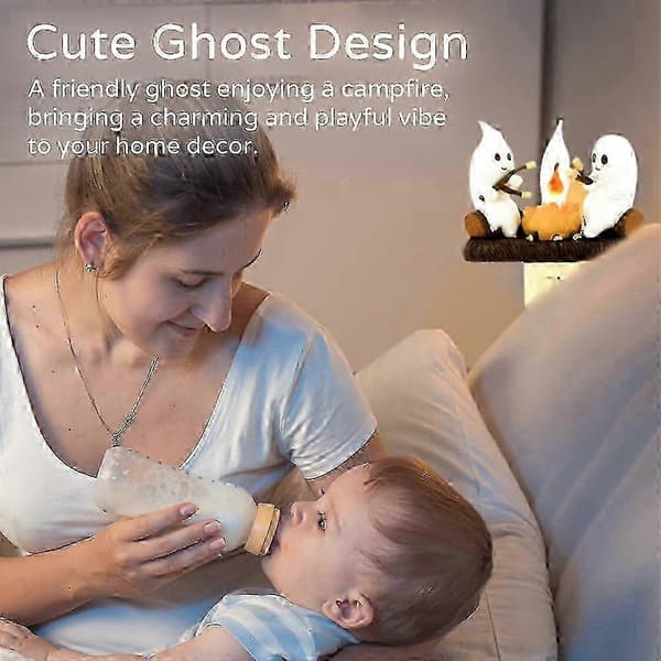 2025 Sød 3D Spøgelse Bål Simulation Flakkende Natlampe Halloween Gave Indendørs Dekoration
