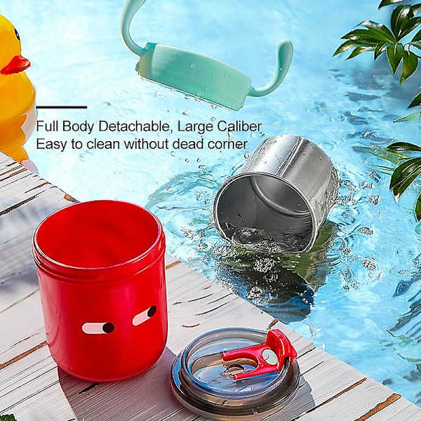 300ml Småbarn Rustfritt Stål Sippy Kopp med Skala, Håndtak Anti-Fall Bærbar Babykopp (Ingen FDA, BPA) Multicolor Red