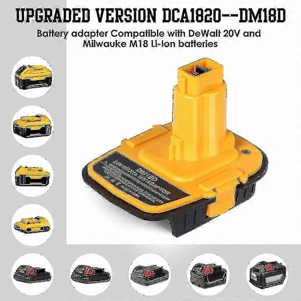 Dm18d Dca1820 Akkuadapteri USB:llä Dewalt 18V/20V ja Milwaukee M18 Litiumakulle, Muunnin Dewalt Nicad/Nim Dcb204 Dcb205 -akuille
