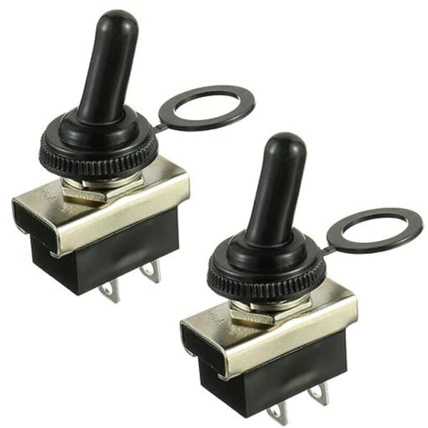 KN3(D)-101 12V 25A 2-posisjons 2-pinners vanntett av/på vippebryter med gummideksel (2 stk)