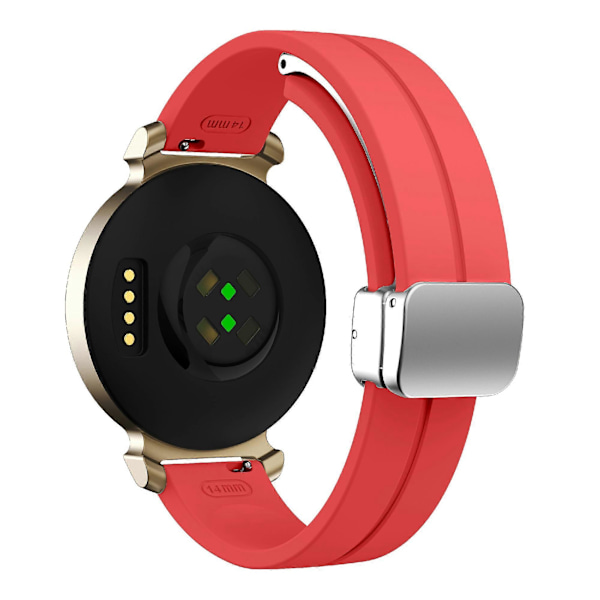 Silikonreim for Garmin Lily 2 med magnetisk spenne Red Silver Buckle