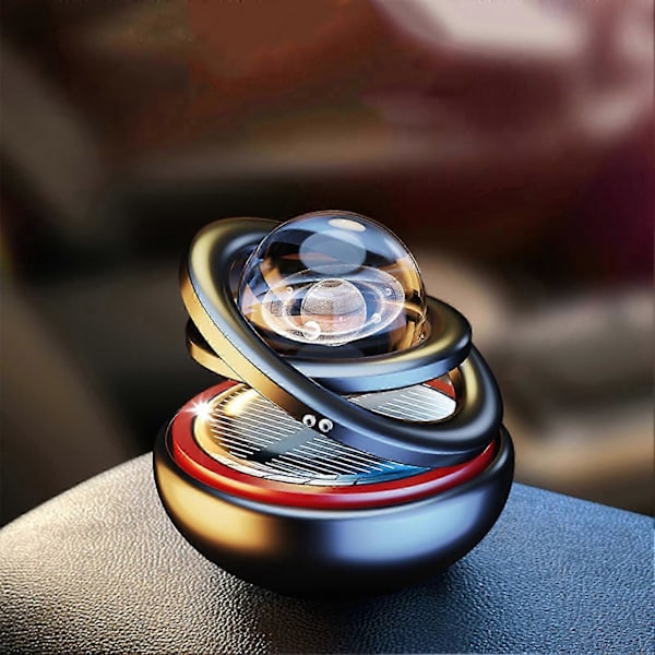 Solar Bil Luftfrisker Roterbar Ring Klar Planet Kugle Langvarig Duft Luftrensende Auto Aromaterapi Diffuser Ornament Bil Interiør Tilbehør Red