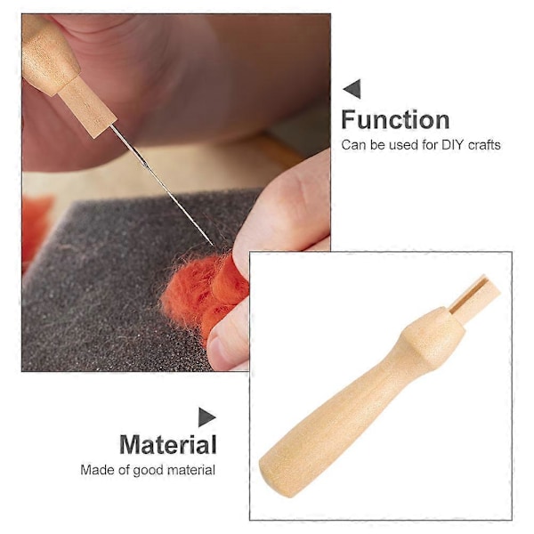 16 st Ullfiltning Nålar Handtag Ersättningshandtag Trähandtag Filtning Hantverksmaterial