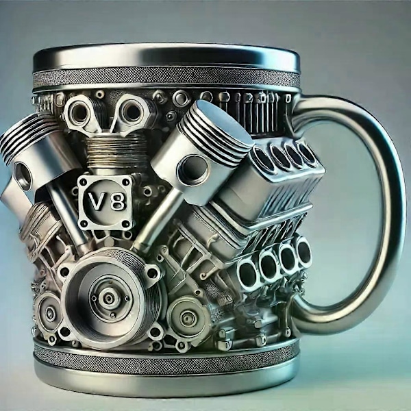 Personlig Rostfri Mugg - V8 & V6 Motordesign, Tålig & Stilren, Perfekt för Bilentusiaster B