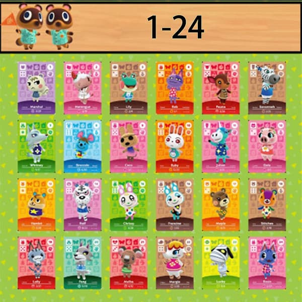 24 stk Mini Spillkort Videokassett Samling Animal Crossing Passer for Switch