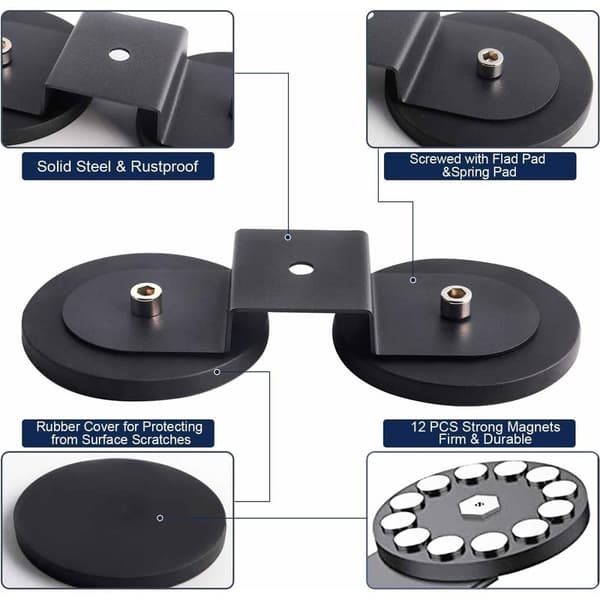 88 mm 2-delt magnetisk brakett for LED-lysstang, ultrastark magnetisk frontlysfeste for tak- og pansermontering med gummipakning