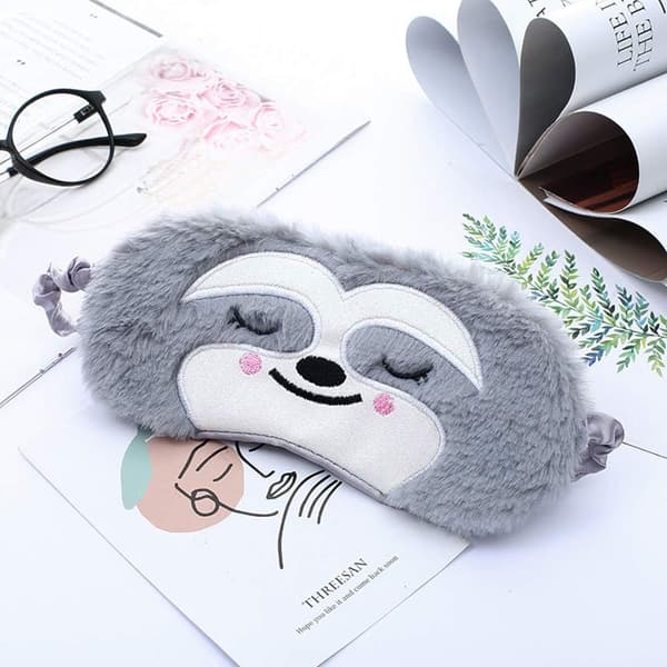 2 Stycken Rolig Ögonbindel Fluffig Mjuk Siden Plysch Sengångare Sovmask Reseögonbindel