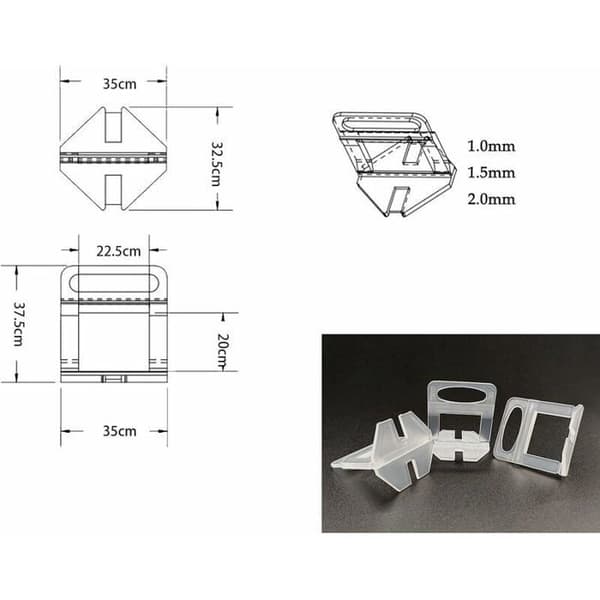Flisenivelleringssystem, 2 mm selvnivellerende flisekryds, til installation - 200 x 2 mm flisekryds