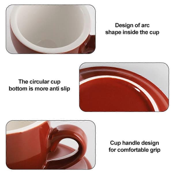 Espressokopp med fat, Cappuccinokopp, 80 ml, Orange.