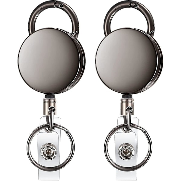 2 st Nyckelring Rulle Infällbar Lanyard Med Ståltråd Infällbart ID-kort