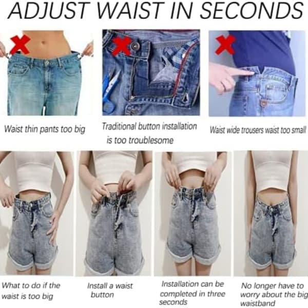 Avtakbare jeansknapper 10-pakning Sølv Perfect Fit Button Sølv