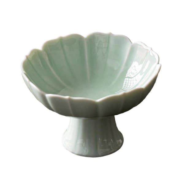 Keramisk fruktskål med fot, dessertställ för vardagsrum och matbord Light Green