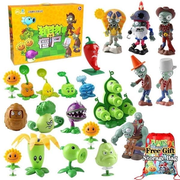 Store ekte Plants vs. Zombies leker 2 komplett sett gutter myk silikon anime figur barnedukker julebursdagsgaver No Box