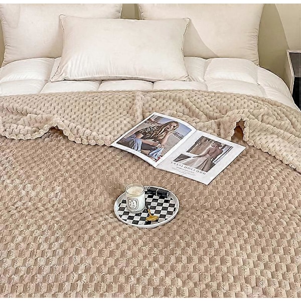 Fleece-torkkupeitto kotiin sohvalle tai sänkyyn, pehmeä ja pörröinen flanellipeitto khaki 100*150cm