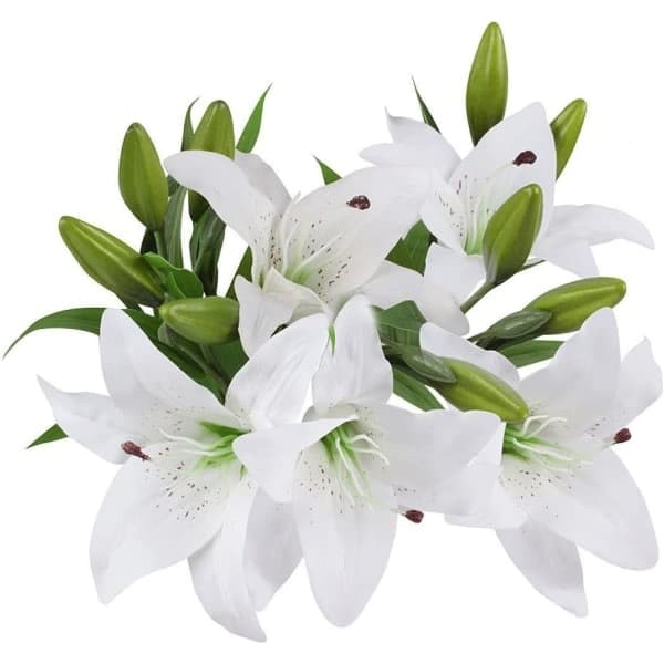 Kunstige blomster, 5 stk Latex kunstige liljer blomster
