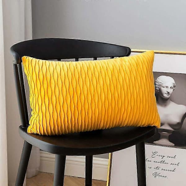 2 st Sammet kuddfodral 30*50cm lämplig för vardagsrum soffa sovrum dekoration mörkgul