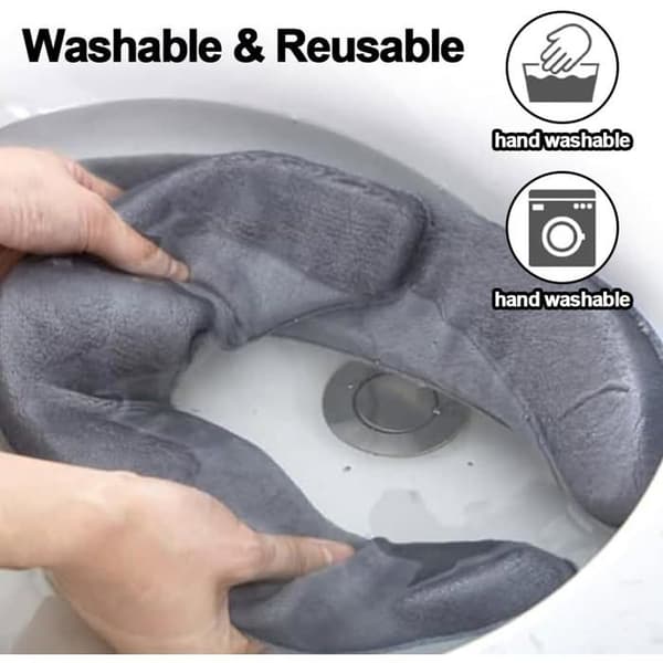 Toiletsædepude - 2 Stykker - Flanel og Skum - Varm Komfort - Universal Rund Rektangulær - Grå 40x