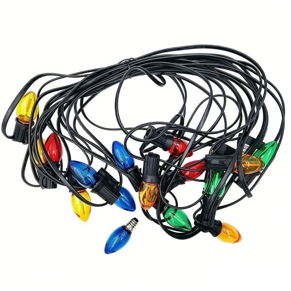 10M 15 LED-jouluvalot lisäpolttimolla - E12-kanta, monivärinen, IP44-vesitiivis
