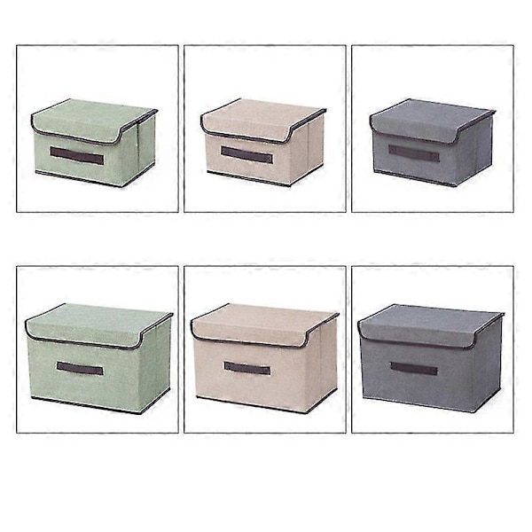 Foldbare opbevaringskasser med låg og håndtag - Opbevaring Beige - L