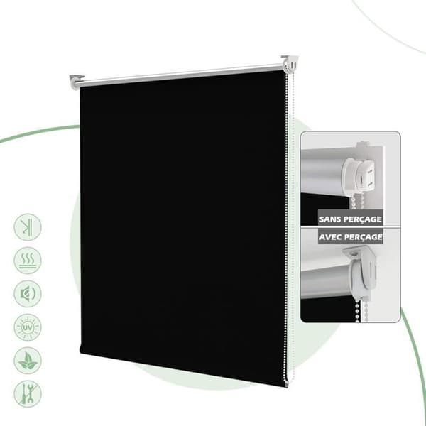 Mørkleggende Rullegardin - 1 Stykke - Svart Polyester - Termisk Isolasjon - Soverom og Stue - 55 x