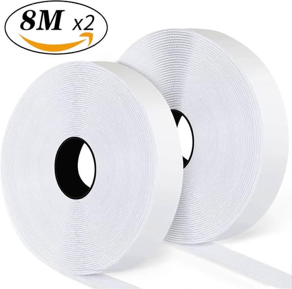 Tarrakiinnitysteippi 8m, itseliimautuva, 20mm leveä white
