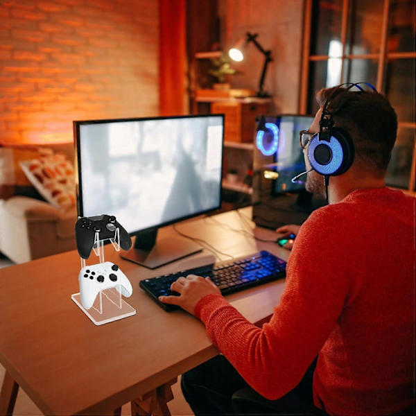 Akryl Spilcontroller Stand Holder, Dobbeltlags Spilcontroller Holder Stand, Universelt Dobbelt Gamepad Controller Holder Tilbehør