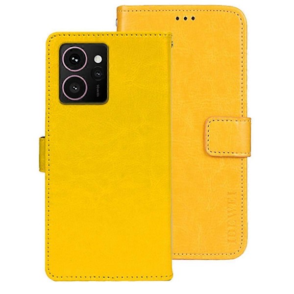 Til HMD Skyline Stand Case Crazy Horse Tekstur Læder Telefon Cover Yellow