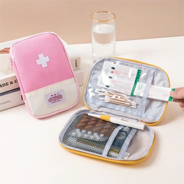 Mini Bärbar Medicinväska Mini Tom Medicinväska Multifunktionell Utomhusväska Pink Large